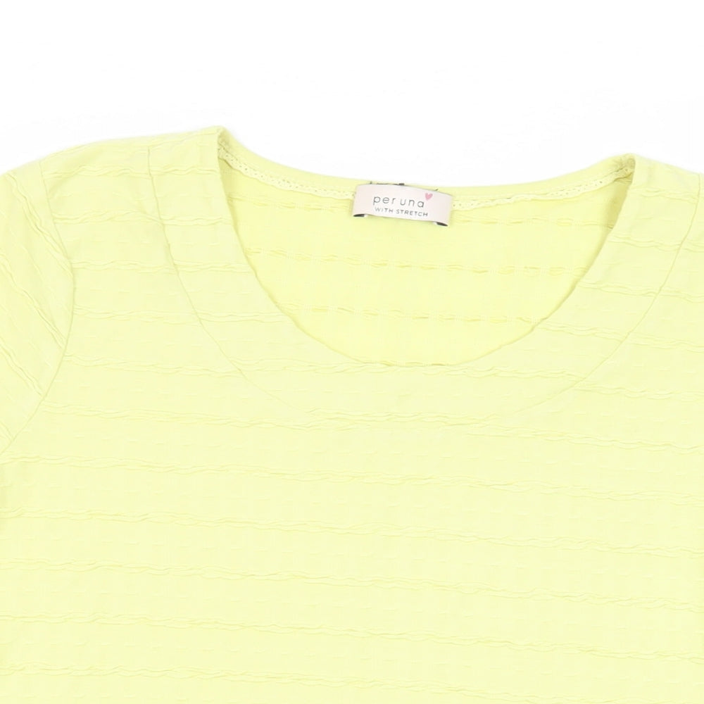 Womens UK Size 12 Per Una Yellow Basic T-Shirt