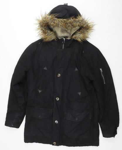 ASOS Mens Black Overcoat Coat Size M Zip