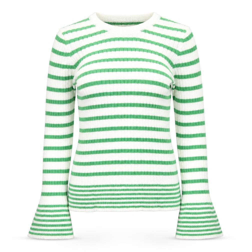 Very Womens White Round Neck Striped Polyester Pullover Jumper Size 12 - Size 12-14