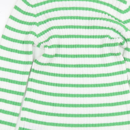 Very Womens White Round Neck Striped Polyester Pullover Jumper Size 12 - Size 12-14