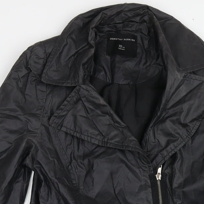 Womens UK Size 10 Dorothy Perkins Black Overcoat