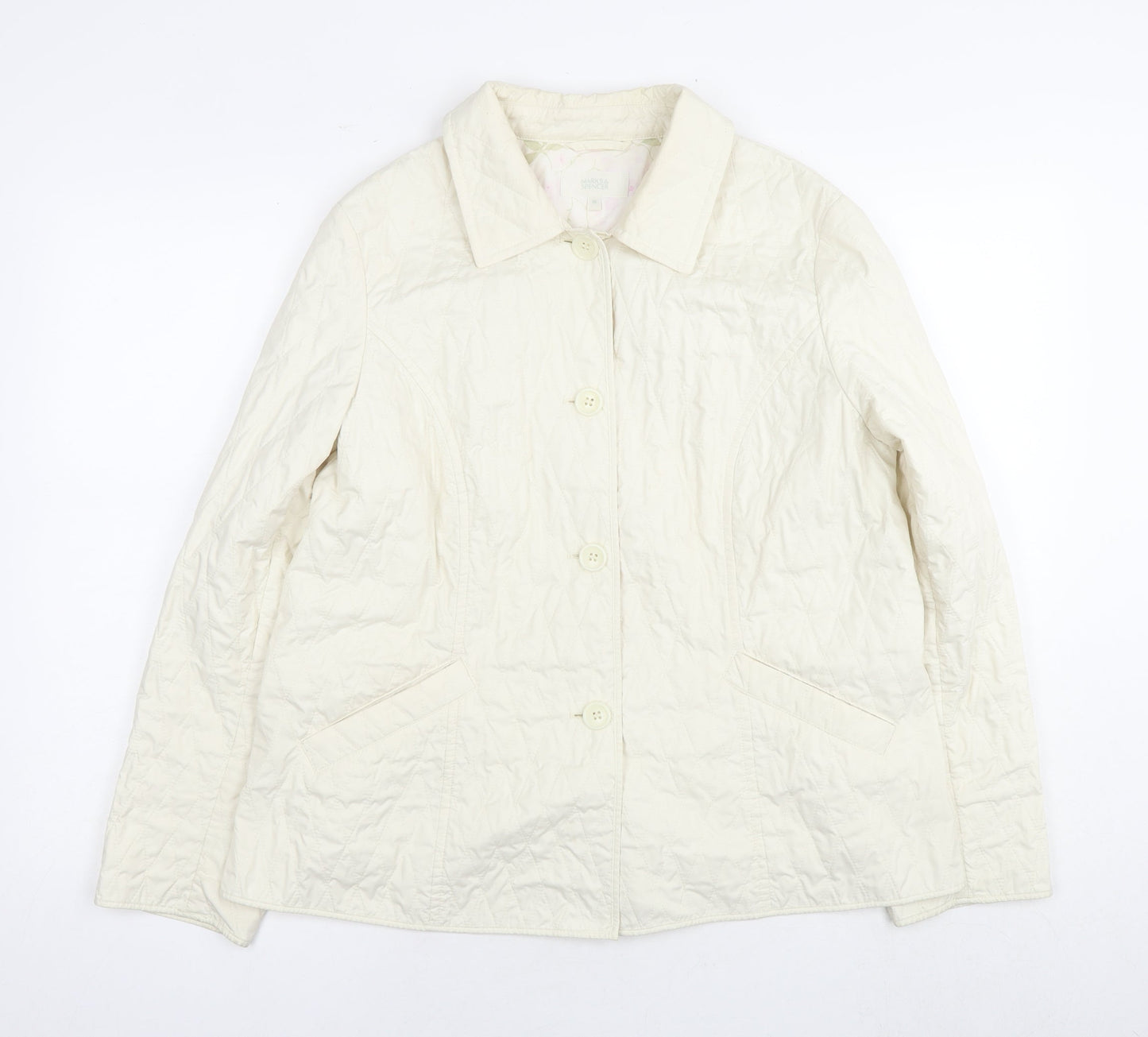 Womens UK Size 18 Marks and Spencer Ivory Quilted Coat