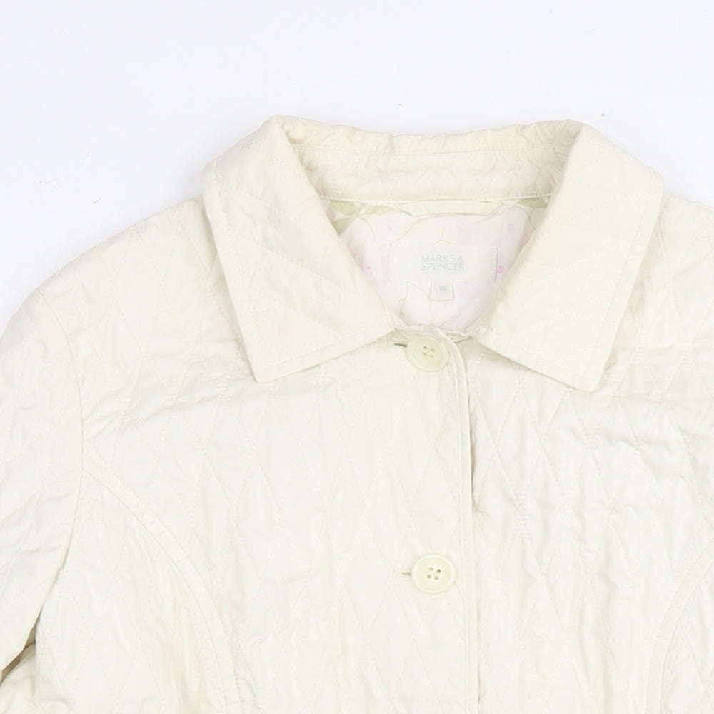 Womens UK Size 18 Marks and Spencer Ivory Quilted Coat