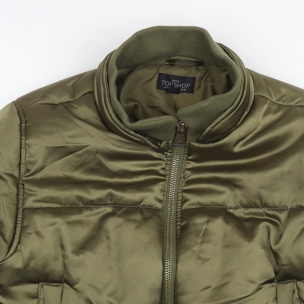 Womens UK Size 8 Topshop Green Puffer Jacket