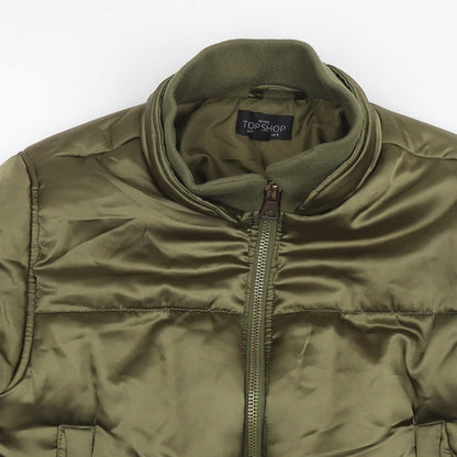 Womens UK Size 8 Topshop Green Puffer Jacket