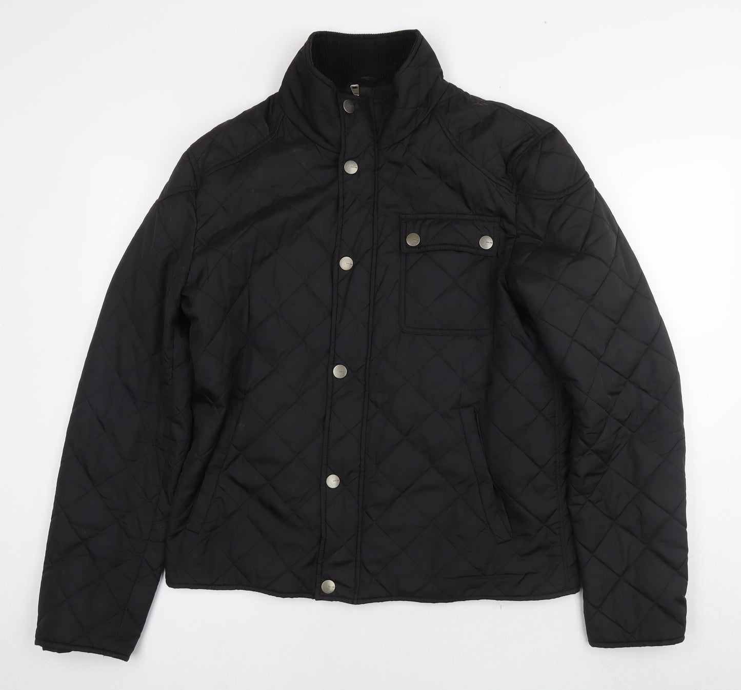 Zara Mens Black Quilted Jacket Size XL Zip