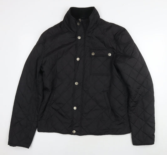 Zara Mens Black Quilted Jacket Size XL Zip