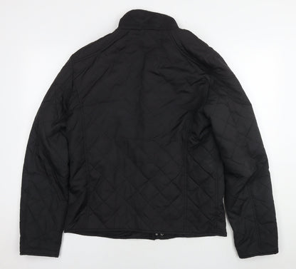 Zara Mens Black Quilted Jacket Size XL Zip