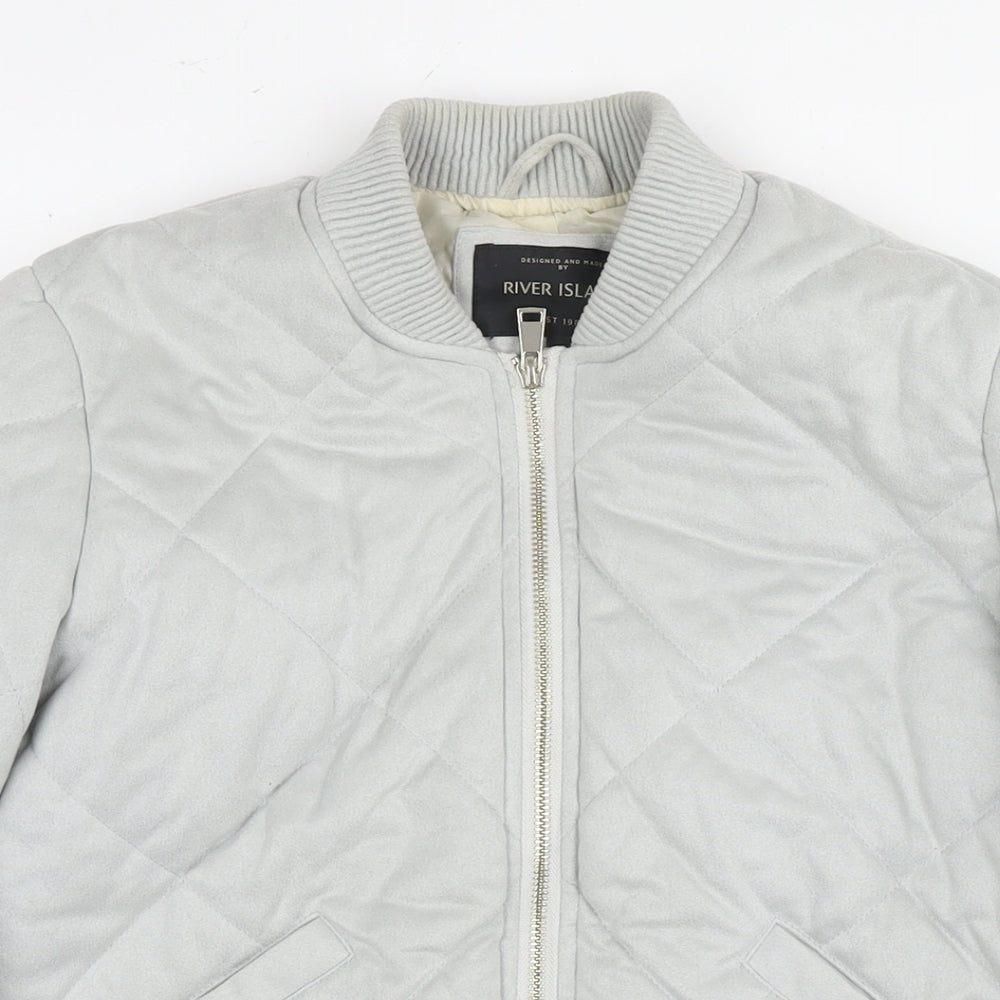 Womens UK Size 12 River Island Grey Quilted Coat
