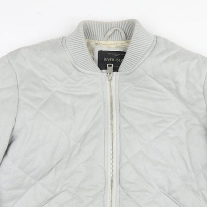 Womens UK Size 12 River Island Grey Quilted Coat