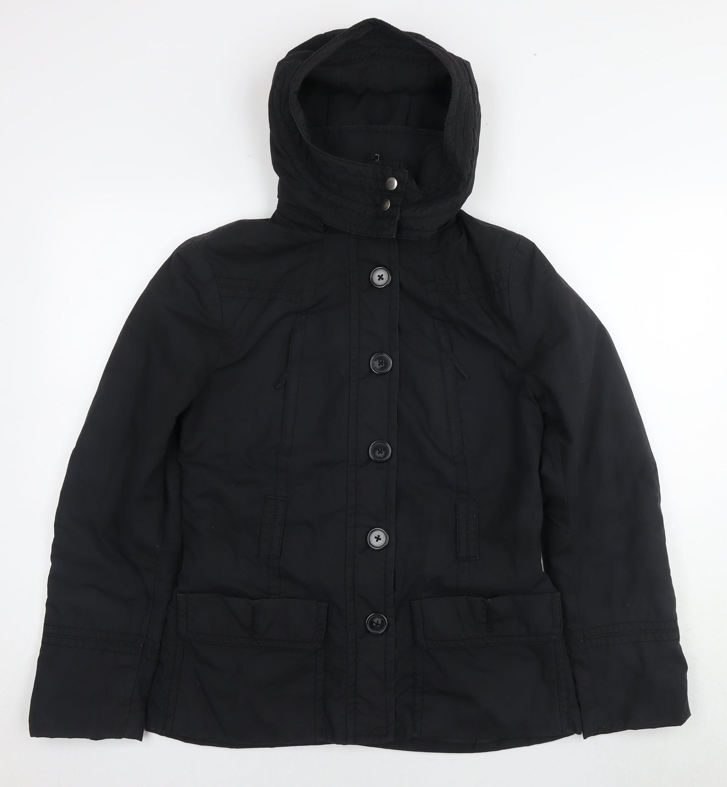Womens UK Size 8 H&M Black Parka Coat