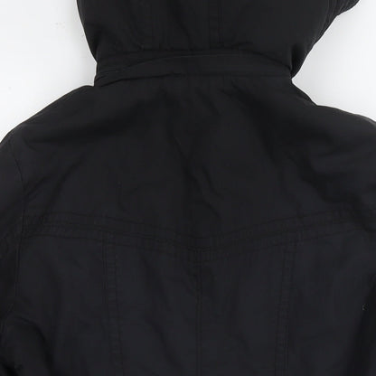 Womens UK Size 8 H&M Black Parka Coat