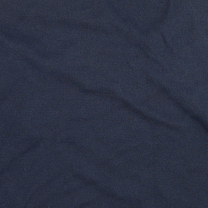 Simon Taylor Mens Blue V-Neck Striped Cotton Pullover Jumper Size L 3/4 Sleeve