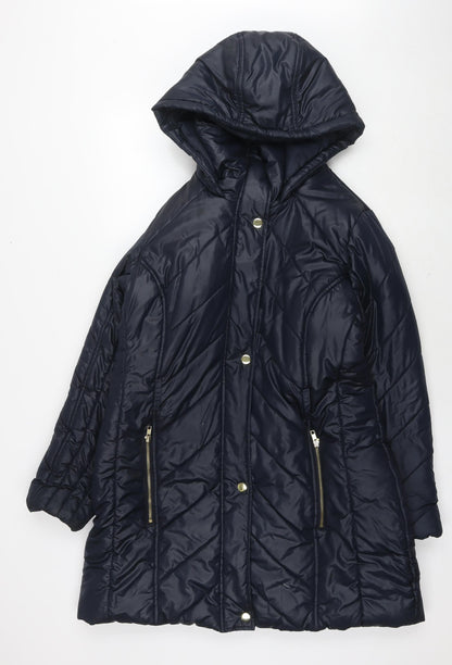 Womens UK Size L Marks and Spencer Blue Quilted Coat