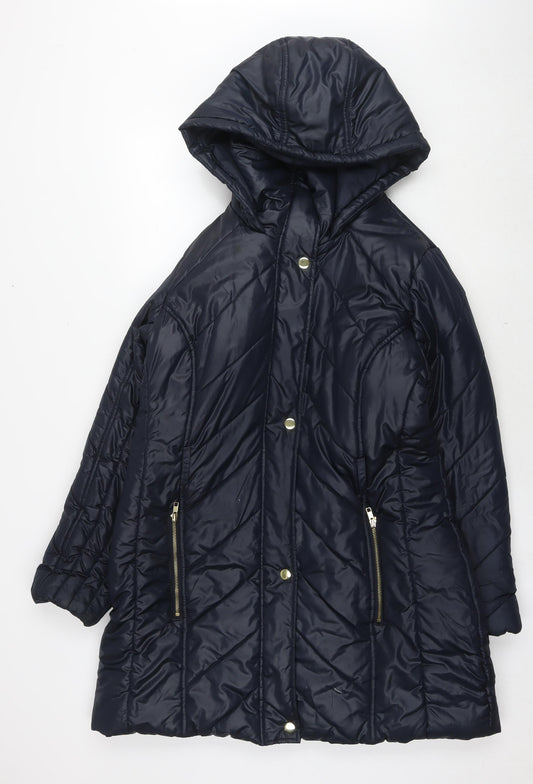 Womens UK Size L Marks and Spencer Blue Quilted Coat