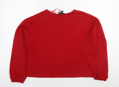 New Look Womens Red Polyester Pullover Sweatshirt Size M Pullover