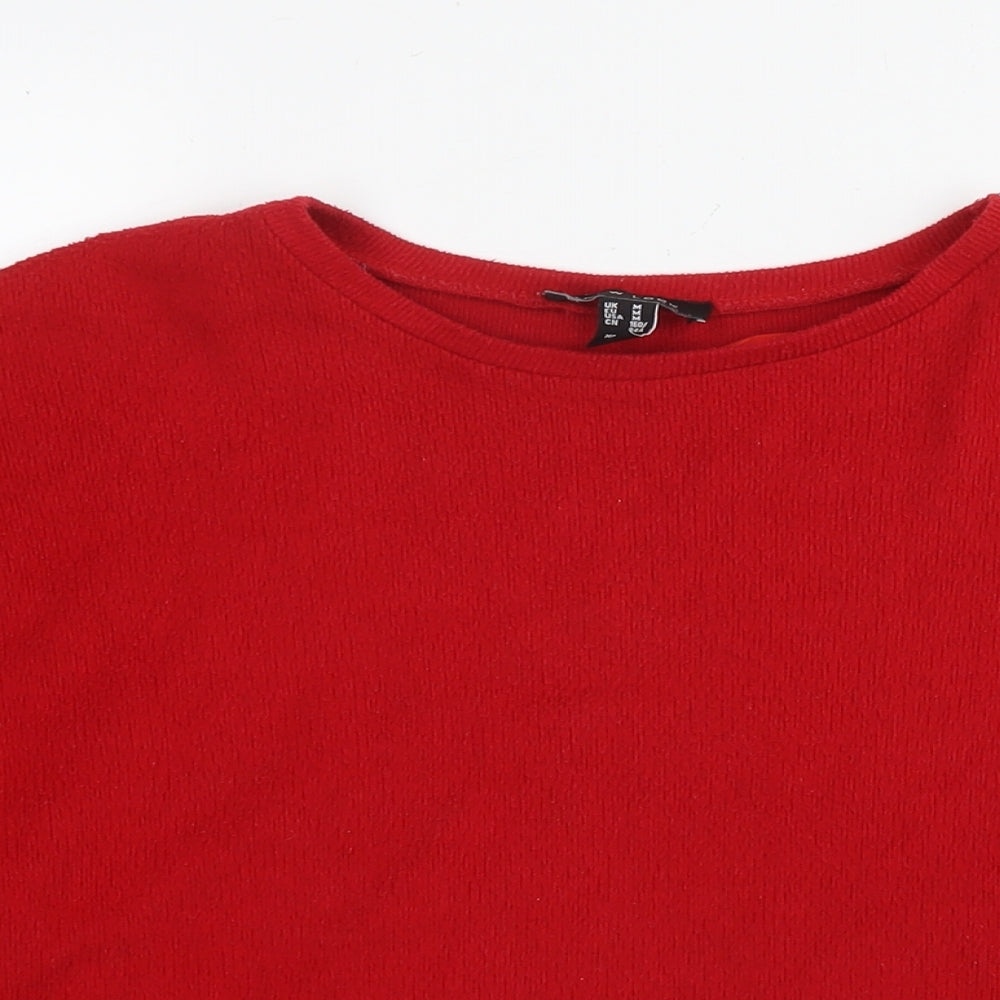 New Look Womens Red Polyester Pullover Sweatshirt Size M Pullover
