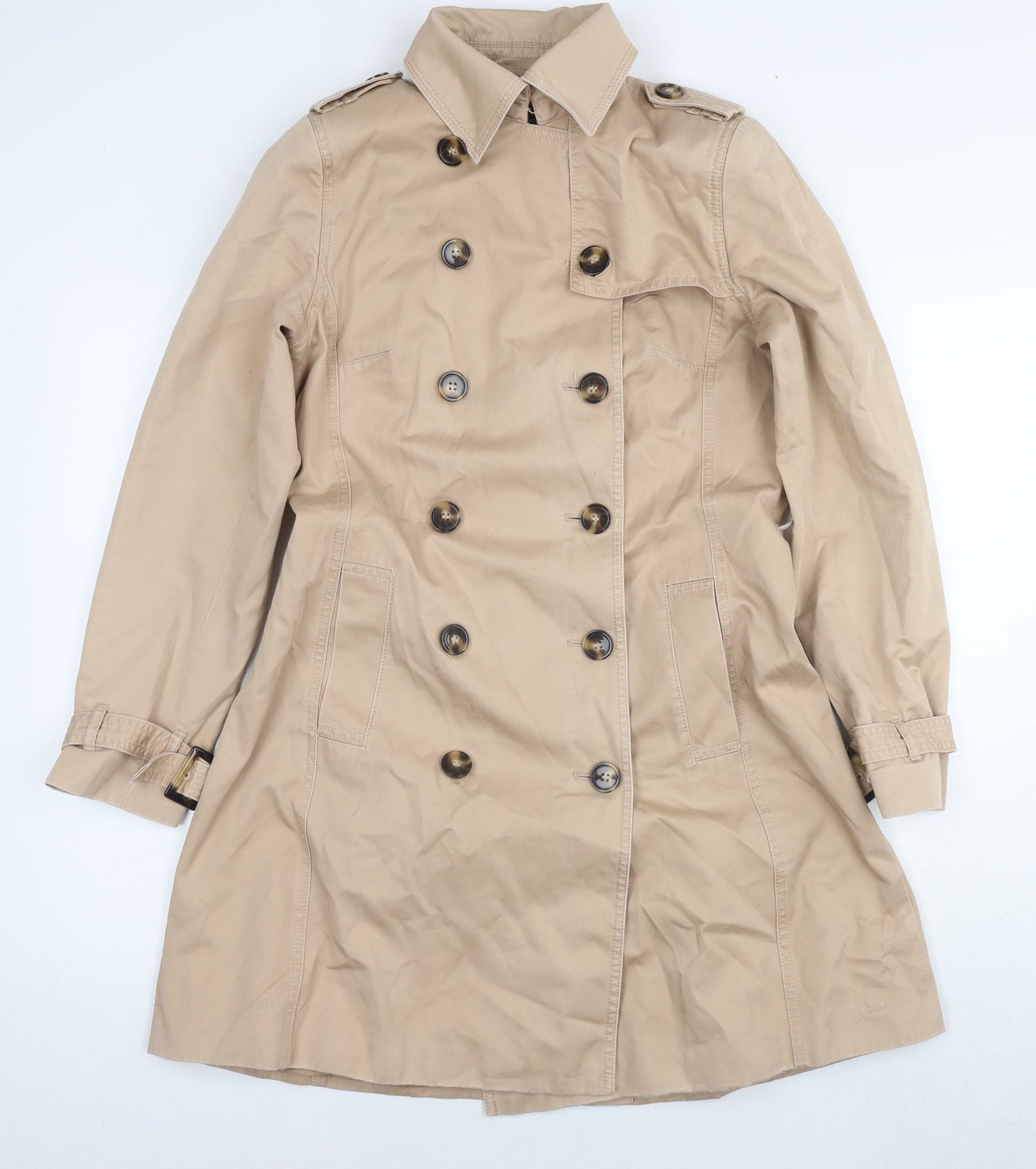 Womens UK Size 12 Marks and Spencer Beige Trench Coat