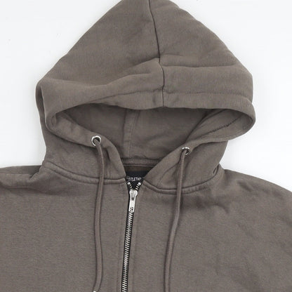 PRETTYLITTLETHING Womens Brown Cotton Full Zip Hoodie Size S Zip