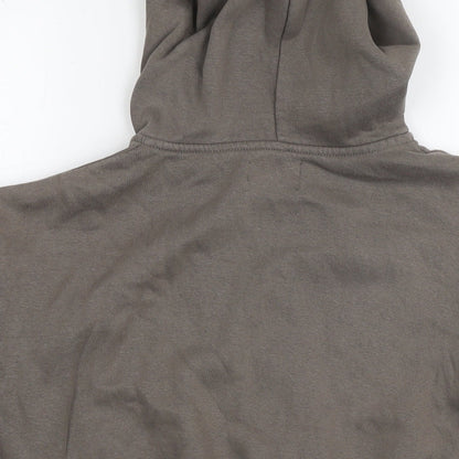 PRETTYLITTLETHING Womens Brown Cotton Full Zip Hoodie Size S Zip