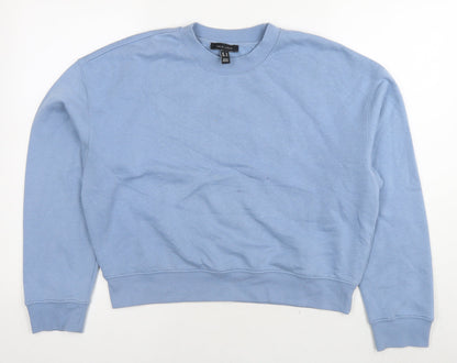 New Look Womens Blue Cotton Pullover Sweatshirt Size M Pullover