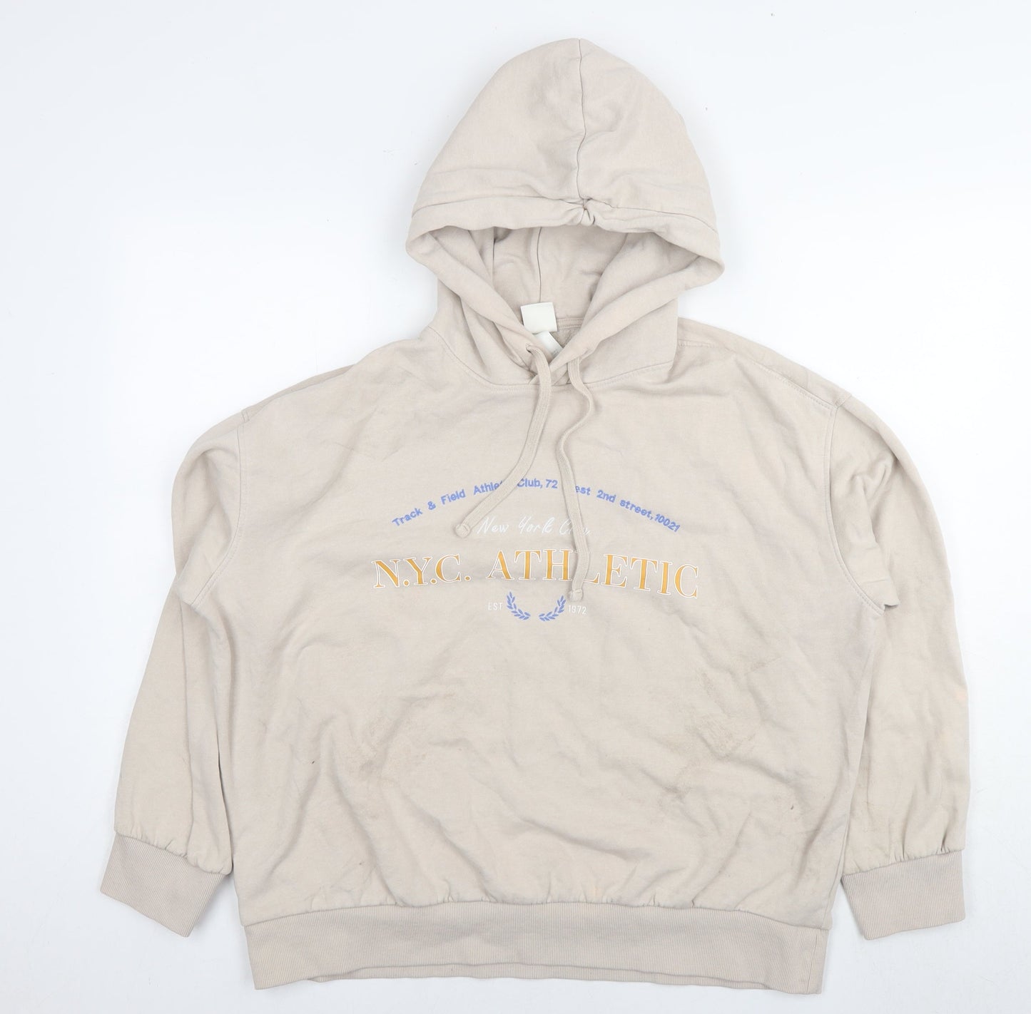 H&M Womens Beige Cotton Pullover Hoodie Size S Pullover - N.Y.C