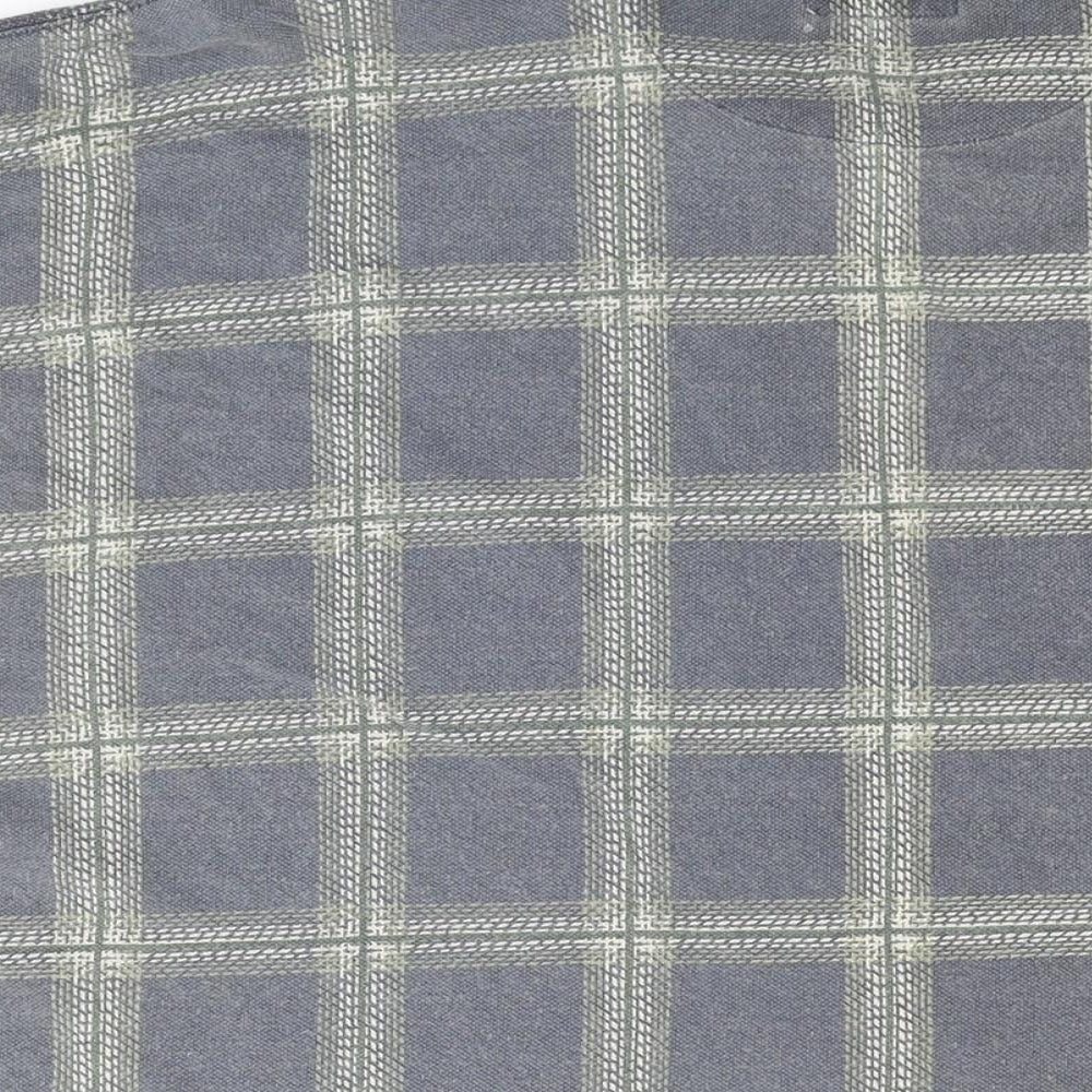 Global Tracking Mens Blue Plaid Cotton Polo Size L Collared Button