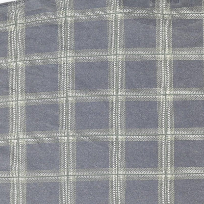 Global Tracking Mens Blue Plaid Cotton Polo Size L Collared Button