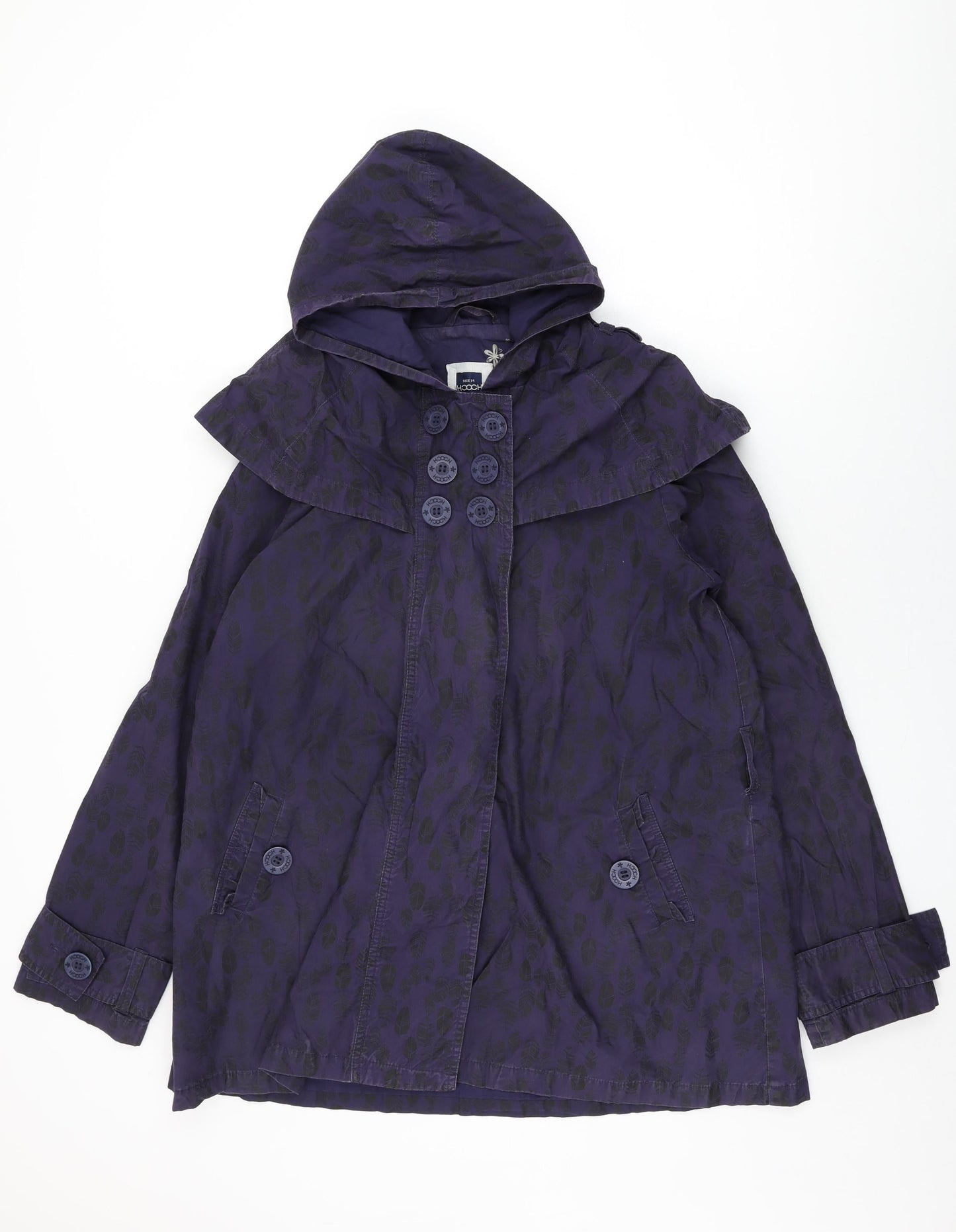 Womens UK Size 14 HOOCH Purple Overcoat