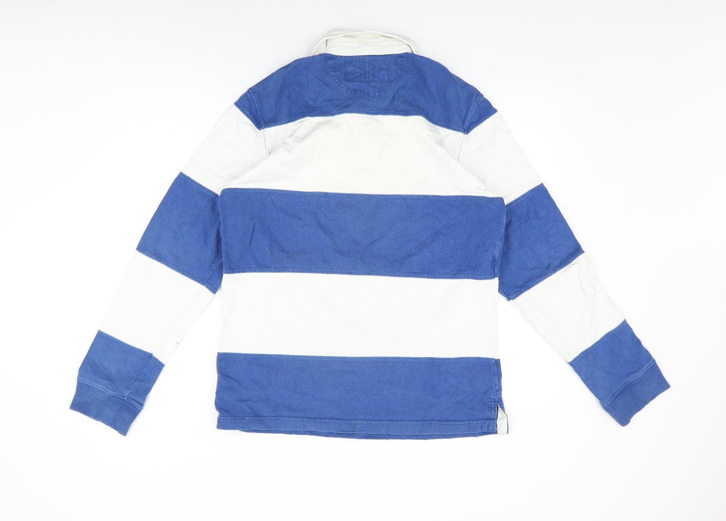 American Eagle Outfitters Mens White Striped Cotton Polo Size S Collared Button