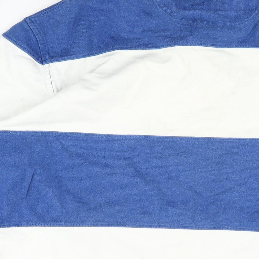 American Eagle Outfitters Mens White Striped Cotton Polo Size S Collared Button