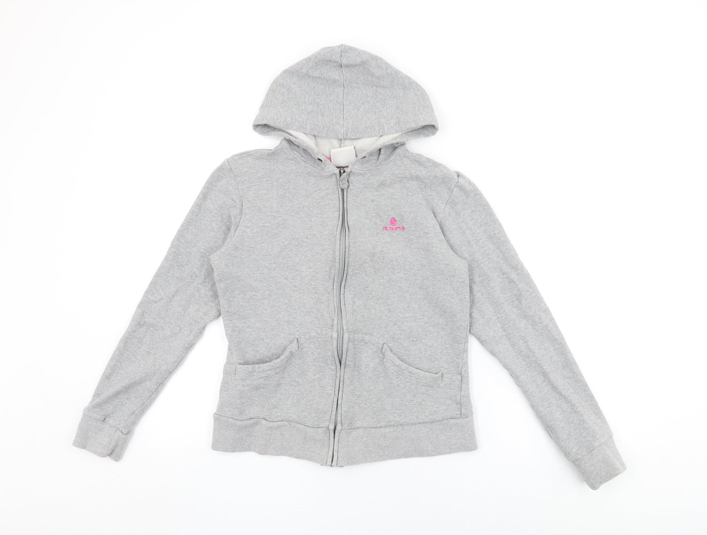 Olympus Girls Grey Cotton Full Zip Hoodie Size 14 Years Zip