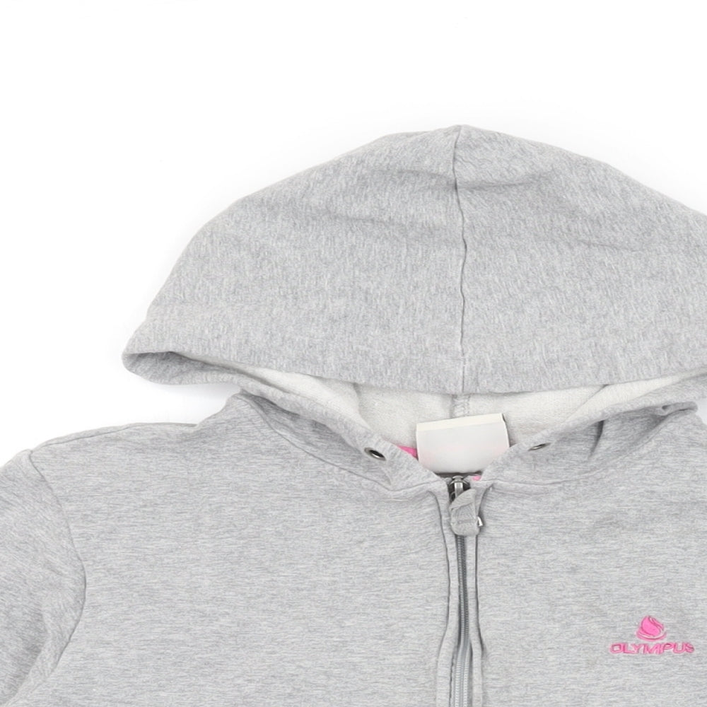 Olympus Girls Grey Cotton Full Zip Hoodie Size 14 Years Zip