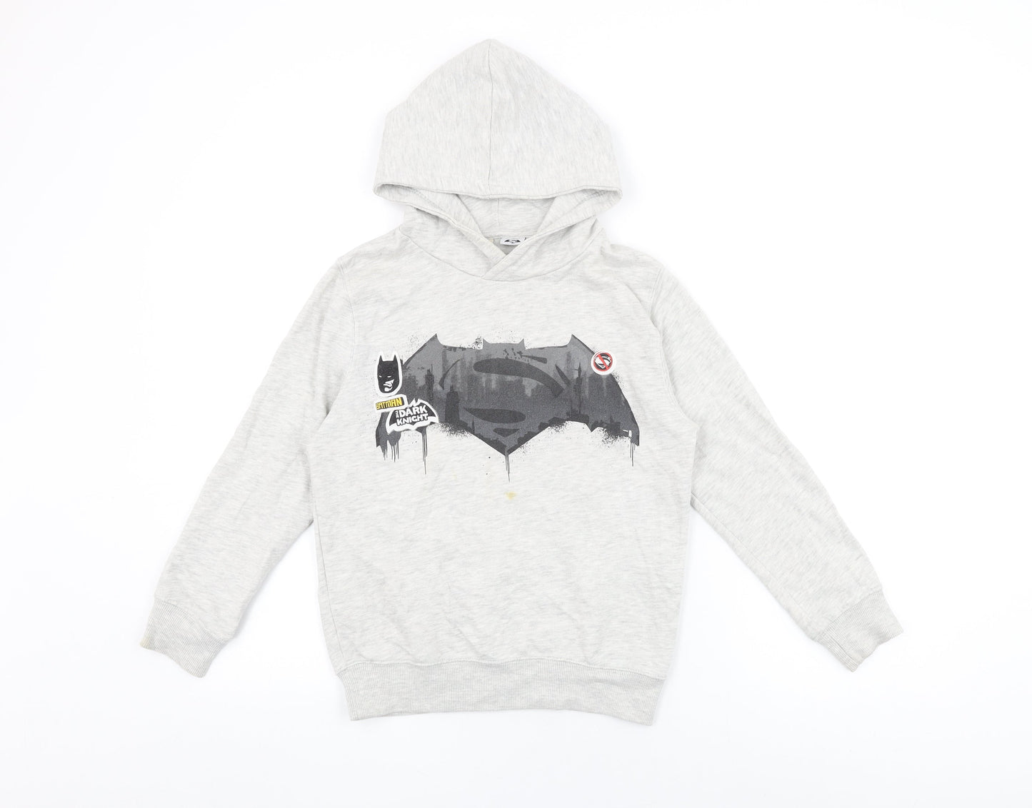 Batman Boys Grey Cotton Pullover Hoodie Size 9-10 Years Pullover - The Dark Knight
