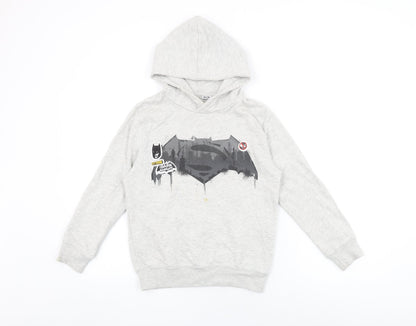 Batman Boys Grey Cotton Pullover Hoodie Size 9-10 Years Pullover - The Dark Knight