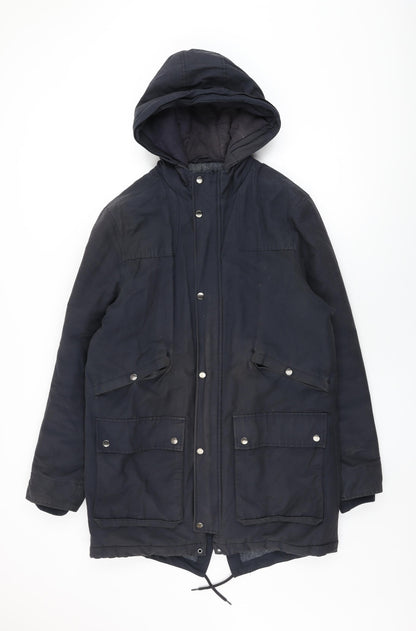 Mens UK Size M Topman Blue Overcoat