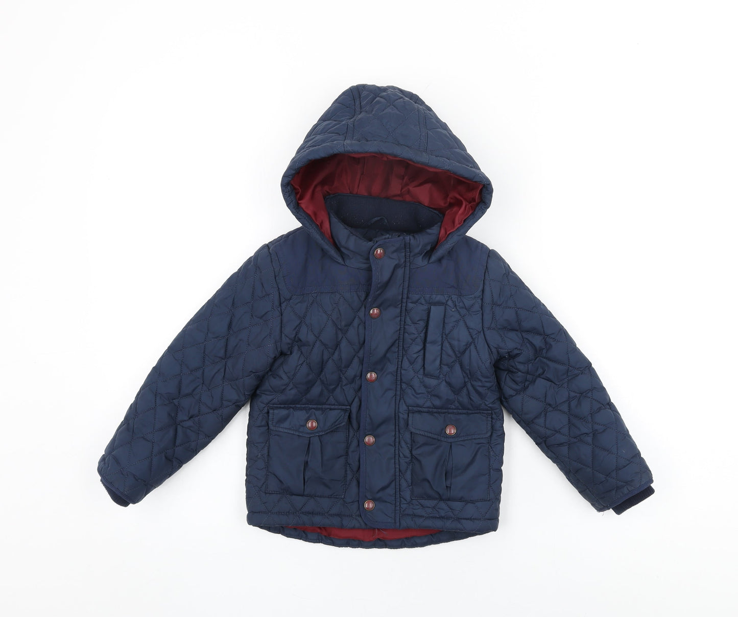 Marks and Spencer Boys Blue Quilted Coat Size 3-4 Years Zip