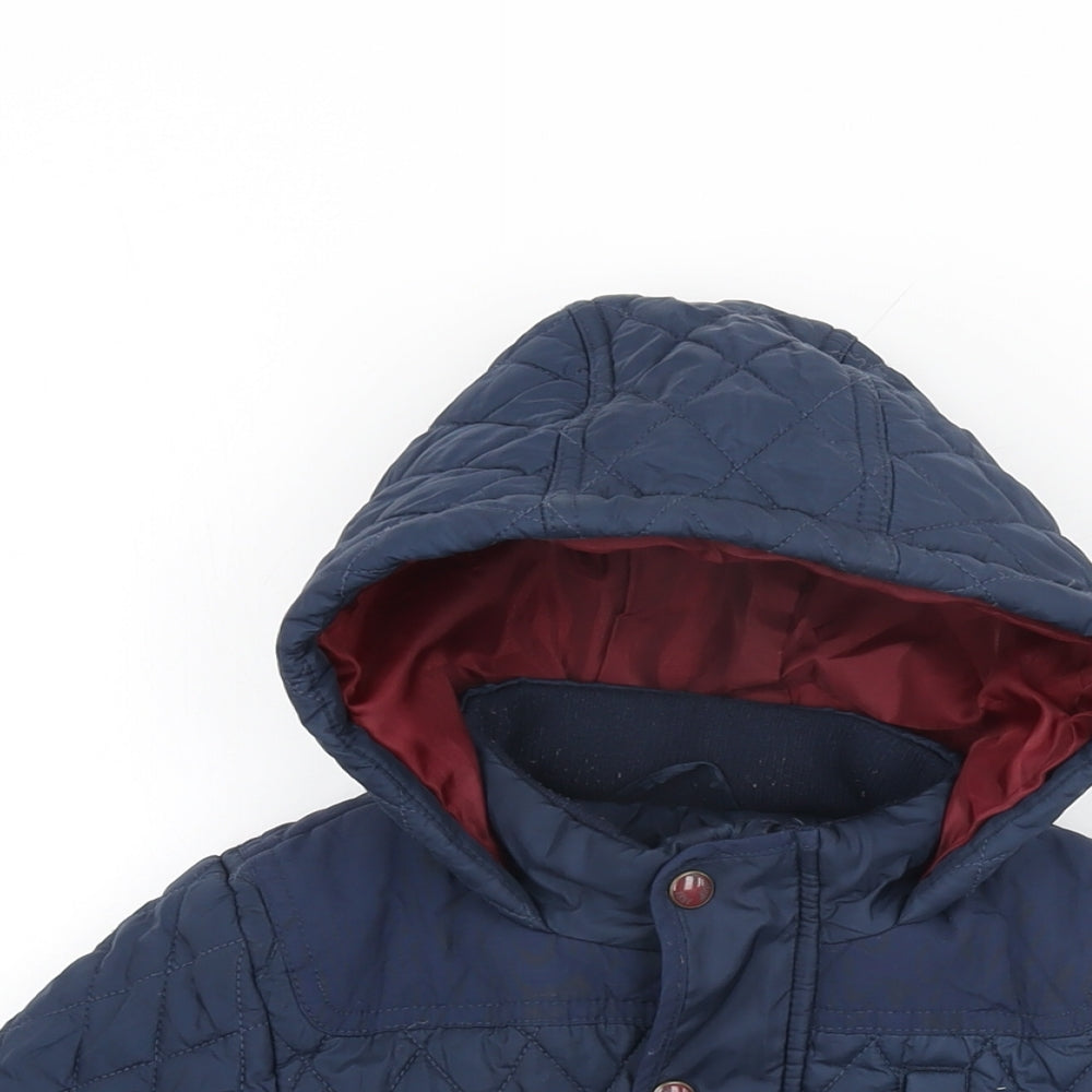Marks and Spencer Boys Blue Quilted Coat Size 3-4 Years Zip