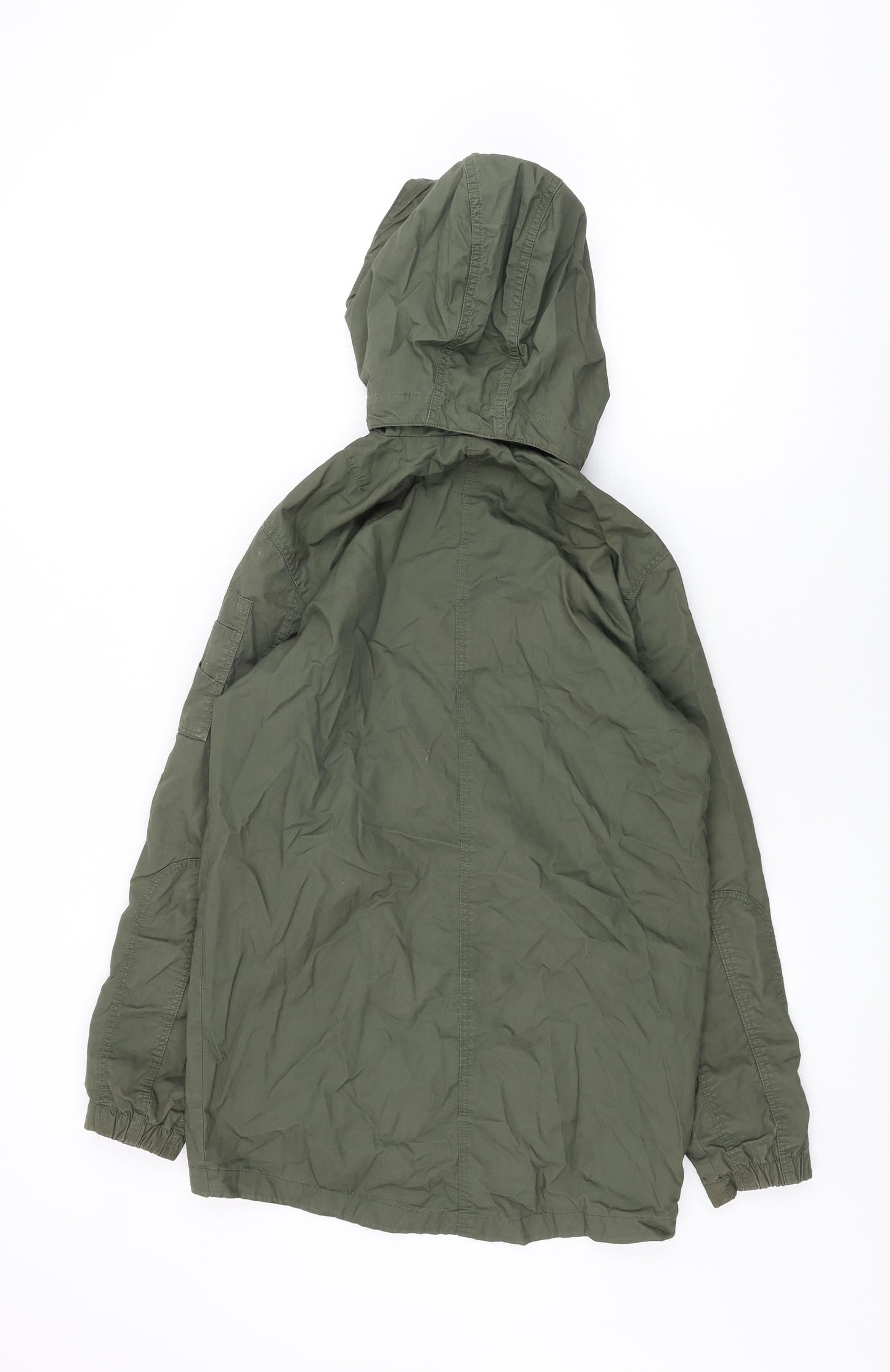 H&M Boys Green Overcoat Coat Size 13 Years Zip