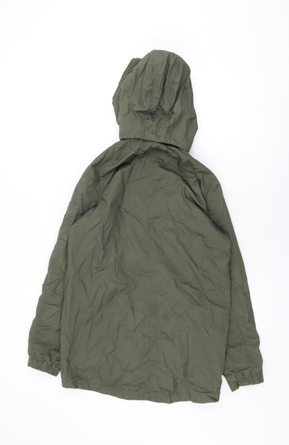 H&M Boys Green Overcoat Coat Size 13 Years Zip