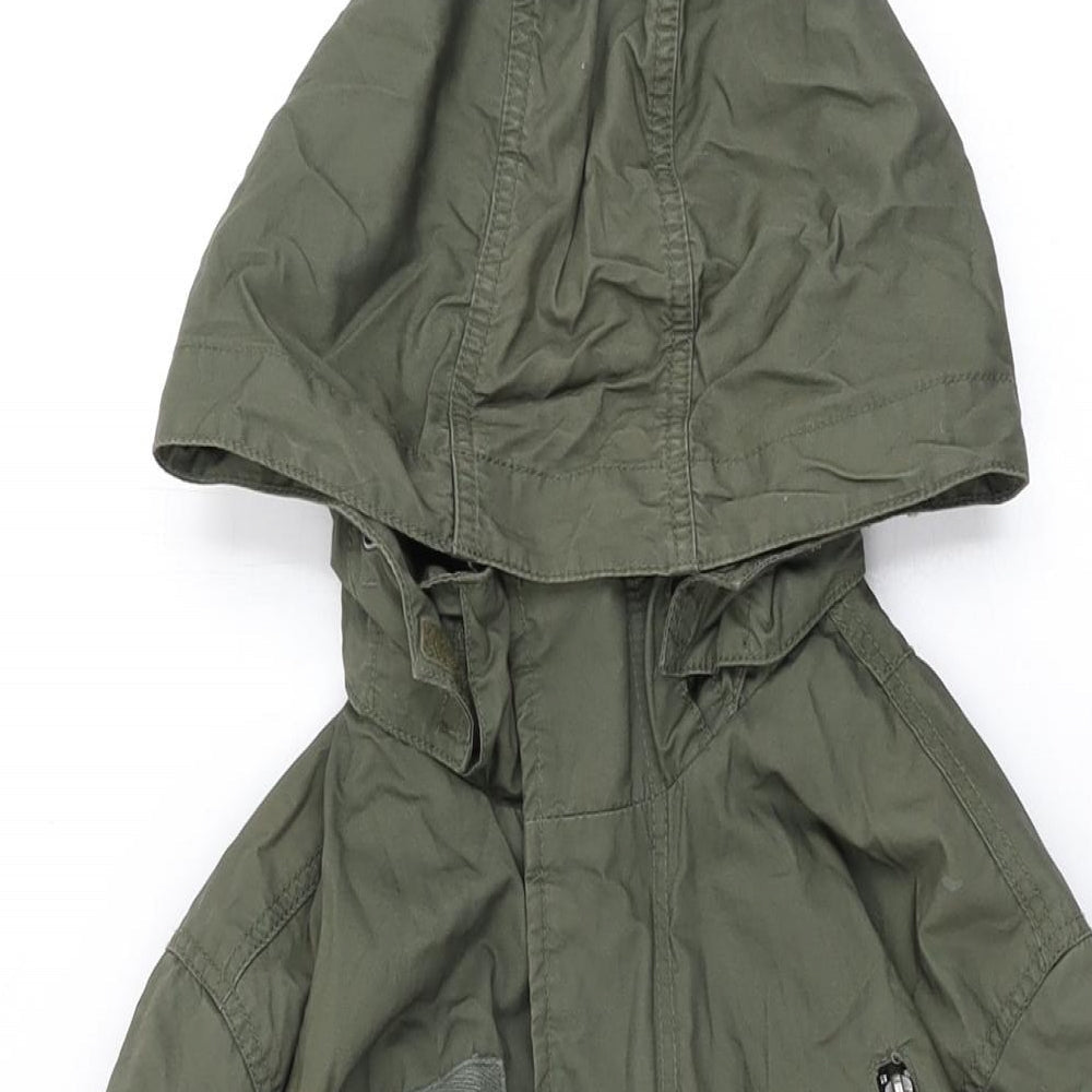 H&M Boys Green Overcoat Coat Size 13 Years Zip