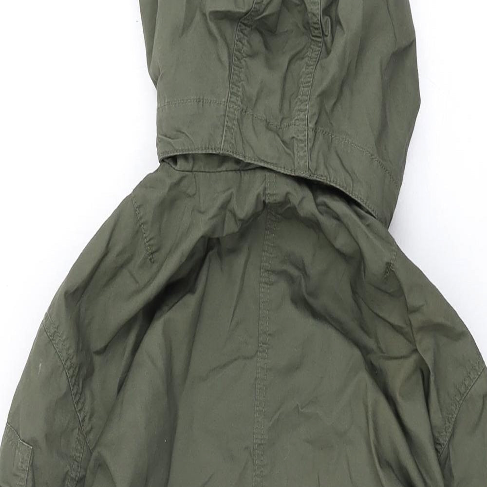 H&M Boys Green Overcoat Coat Size 13 Years Zip