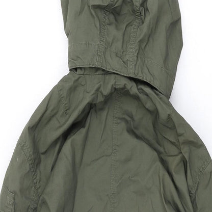 H&M Boys Green Overcoat Coat Size 13 Years Zip