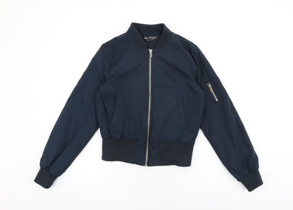 Miss Selfridge Womens Blue Bomber Jacket Coat Size 8 Zip