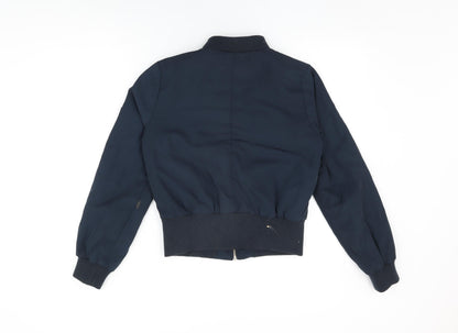 Miss Selfridge Womens Blue Bomber Jacket Coat Size 8 Zip