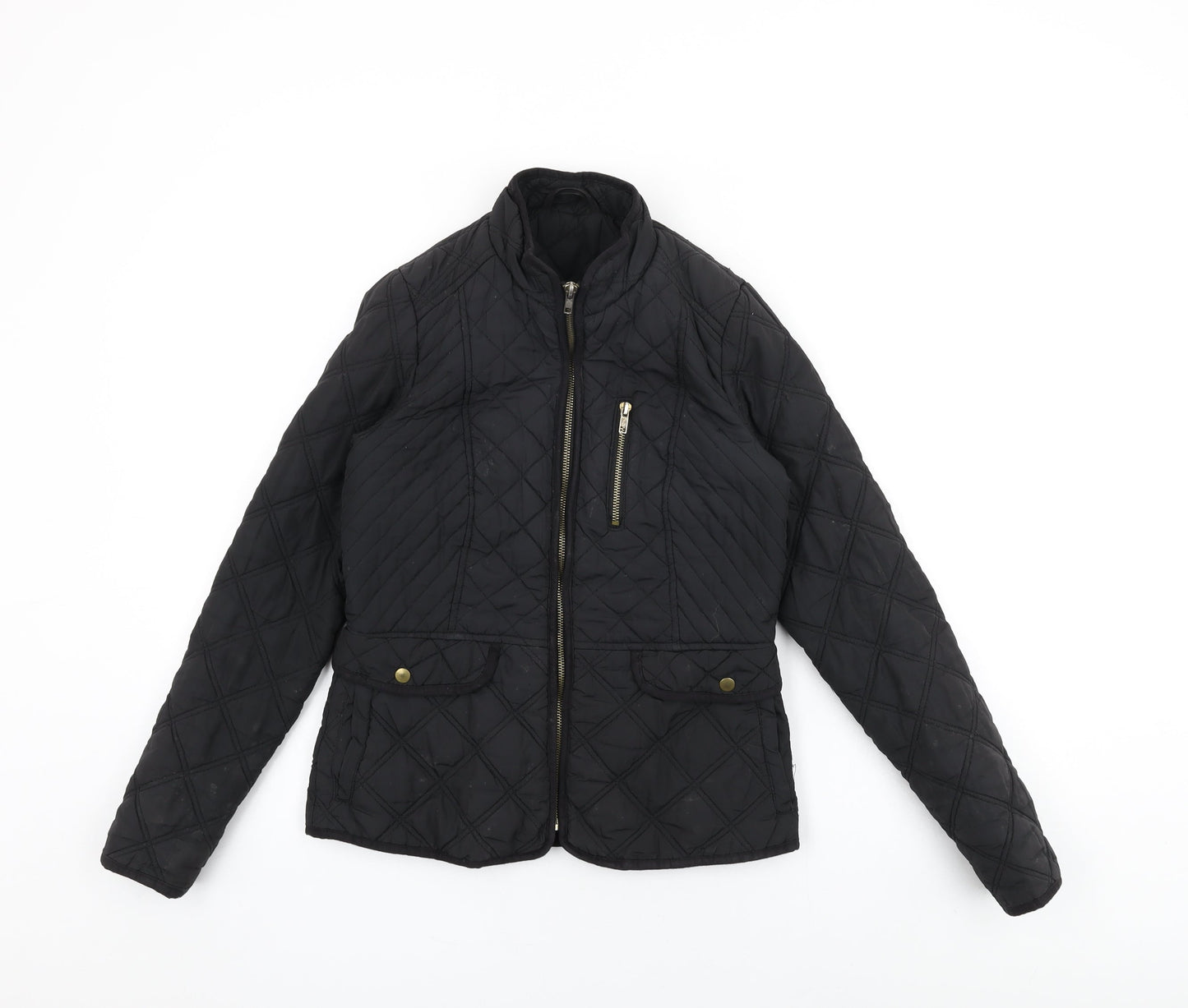 Womens UK Size 8 Dunnes Black Quilted Coat