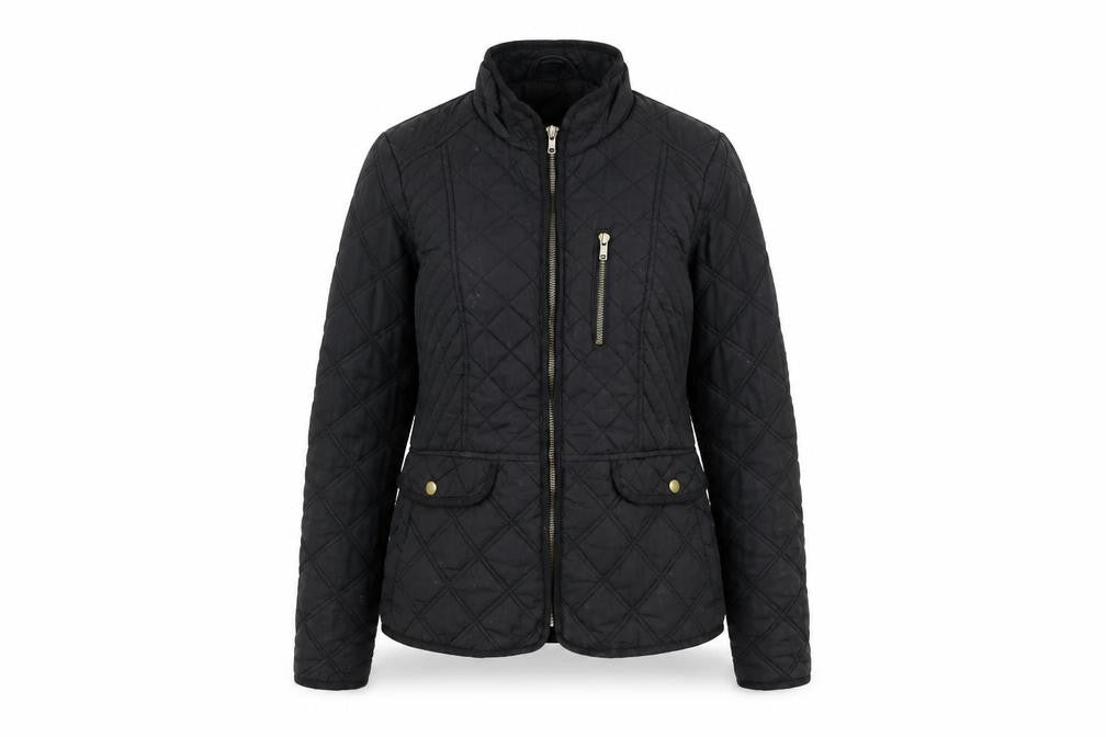 Womens UK Size 8 Dunnes Black Quilted Coat