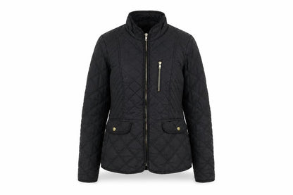 Womens UK Size 8 Dunnes Black Quilted Coat