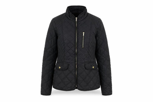 Womens UK Size 8 Dunnes Black Quilted Coat