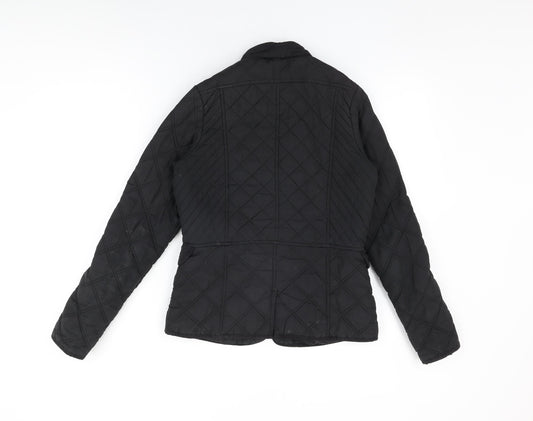 Dunnes Womens Black Quilted Jacket Size 8 Zip